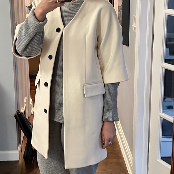 Club Monaco Italian Wool Retro Cream Coat - Picture 2 of 14